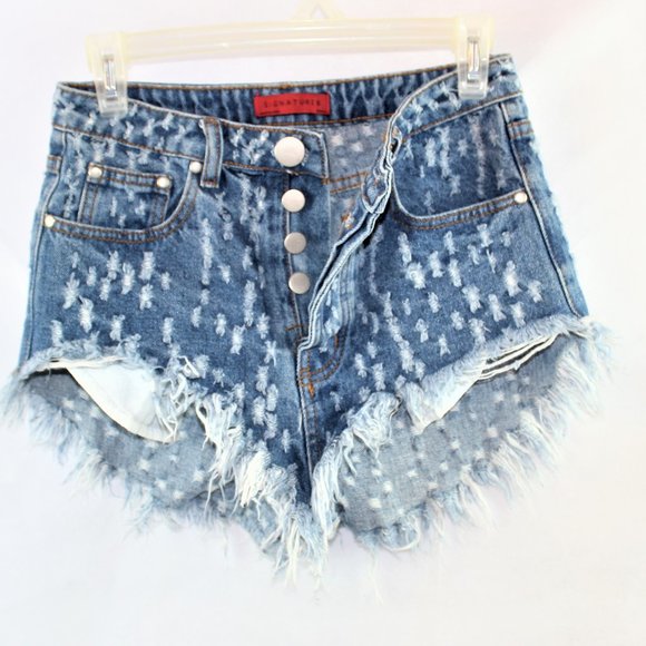 Signature8 Pants - Signature 8 High Rise Fringe cut off shorts